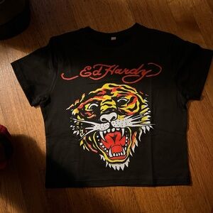 Ed Hardy Black Tiger Graphic T-Shirt